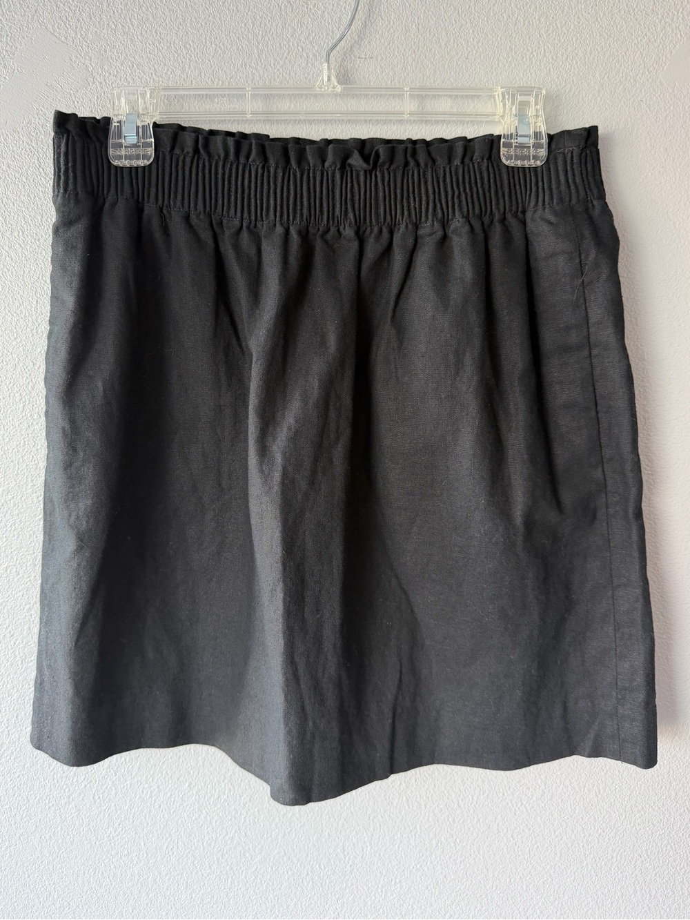 J Crew Factory black linen cotton blend pull on mini skirt size 8